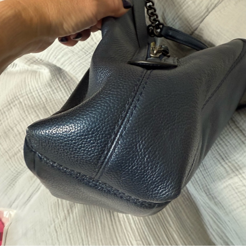 Coach Blue (metallic) Leather Shoulder Bag with Braided Handles - Picture 8 of 11